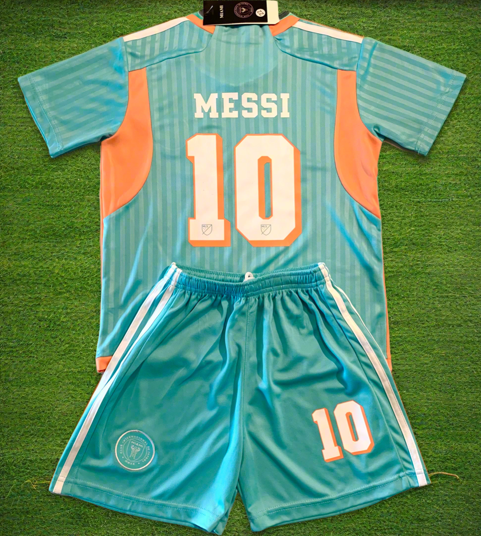 Lionel Messi Inter Miami Kids 3rd 2024/25 Soccer Jersey Kit CustomKiddos.com