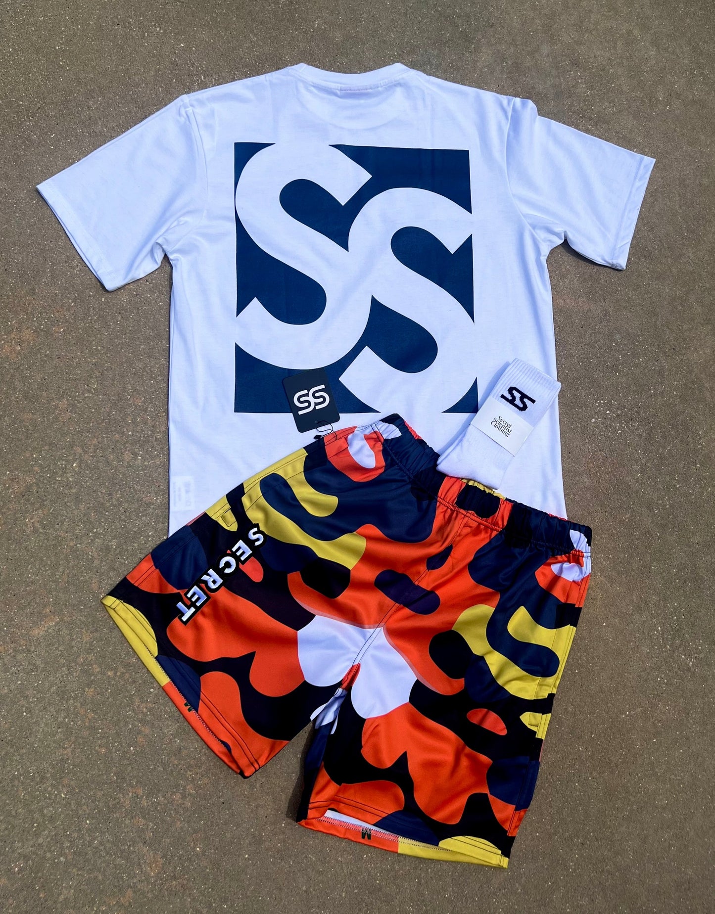 Navy/Orange Camo Shorts SecretScientist