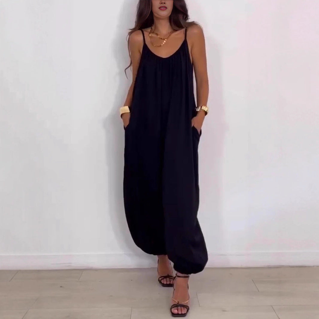 Loose Casual Solid Color Hollow-out Camisole Women's Jumpsuit Drip Haven