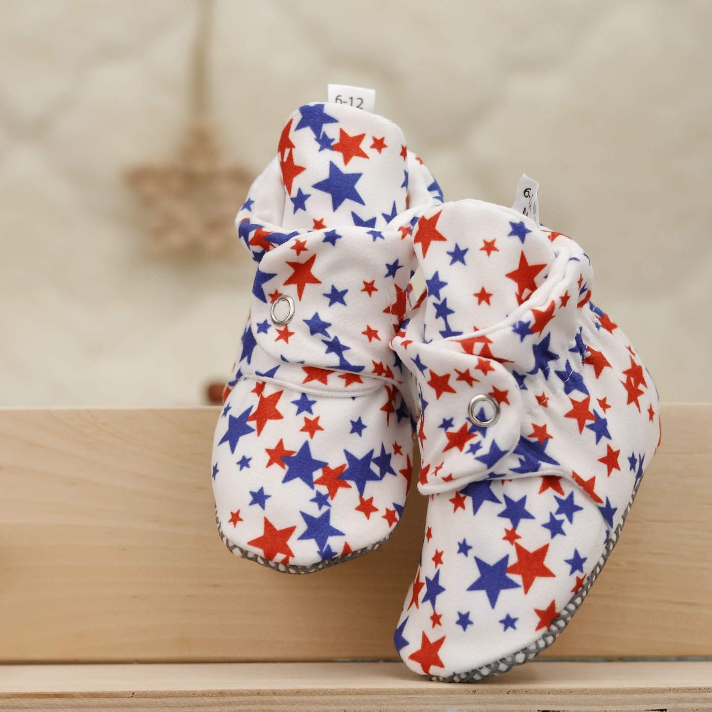 Organic Cotton Baby Booties, Non-Slip Sole, Cotton Newborn Booties Home Nursery Shoes, U.S. Flag Ella Bonna Baby