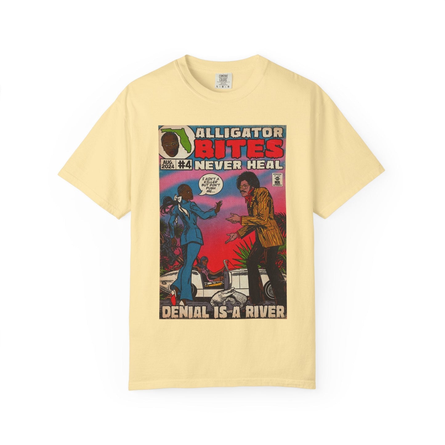 Denial is a River - Alligator Bites - Unisex Comfort Colors T-shirt Fine Art Of MK