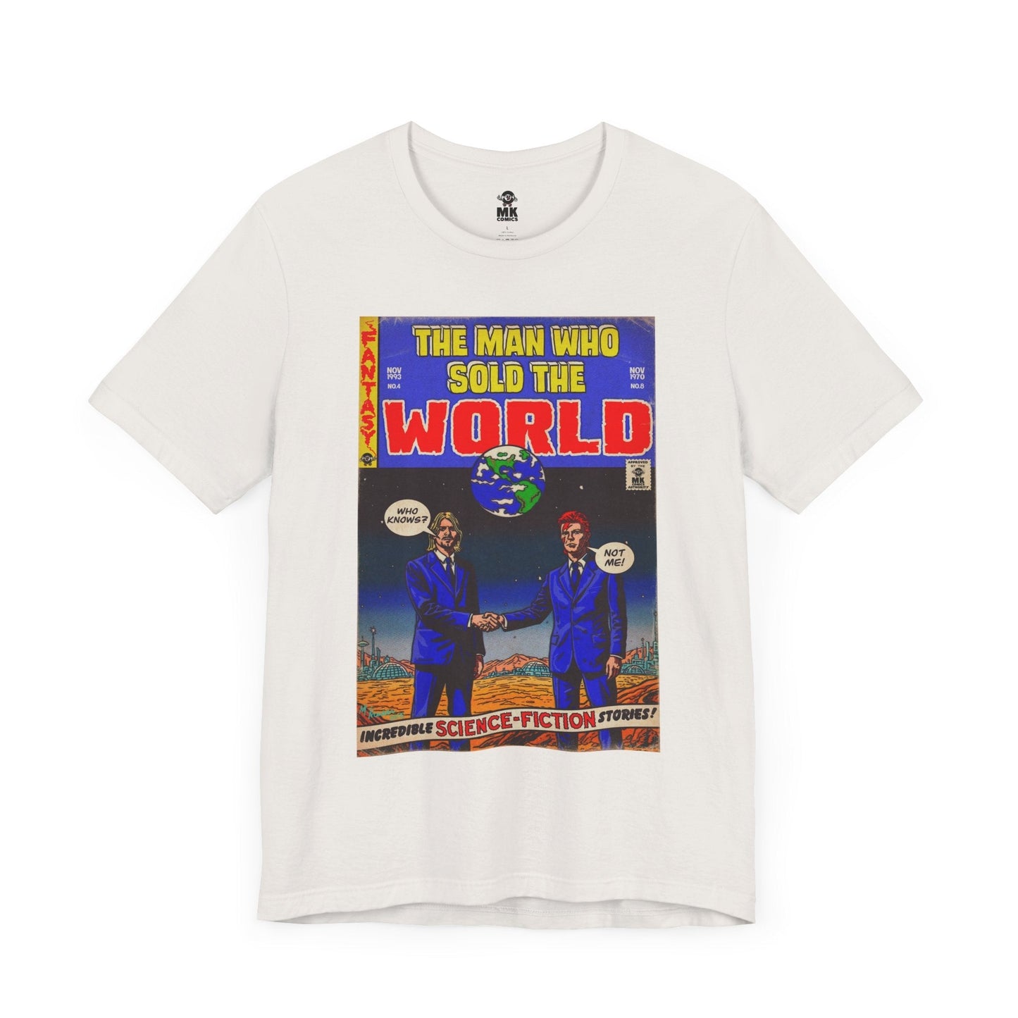 Bowie & Cobain - The Man Who Sold the World - Unisex Jersey Short Sleeve Tee Fine Art Of MK