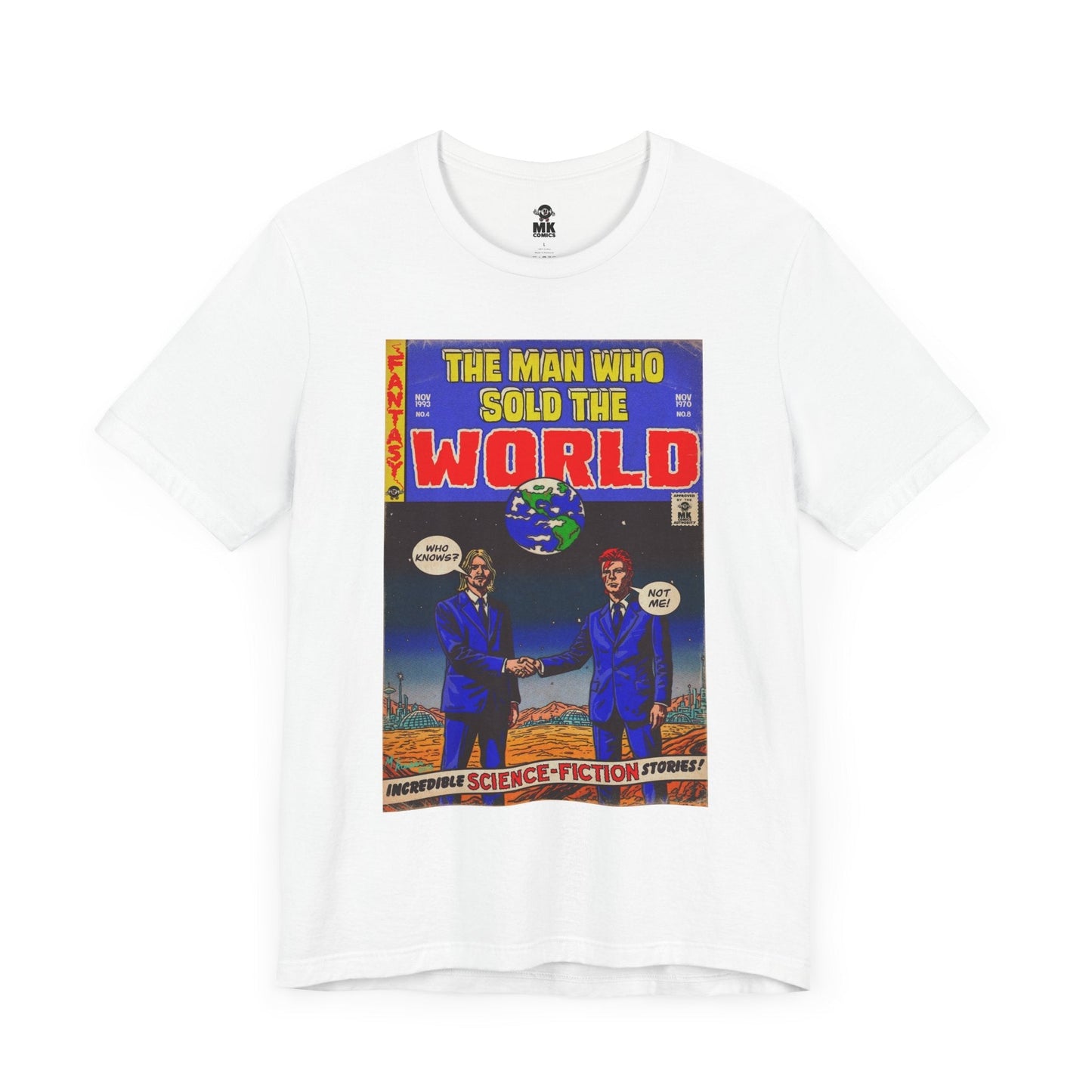 Bowie & Cobain - The Man Who Sold the World - Unisex Jersey Short Sleeve Tee Fine Art Of MK