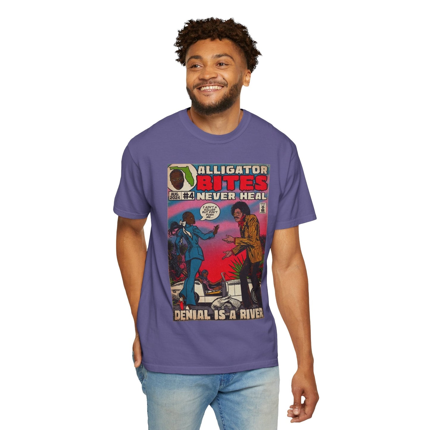 Denial is a River - Alligator Bites - Unisex Comfort Colors T-shirt Fine Art Of MK