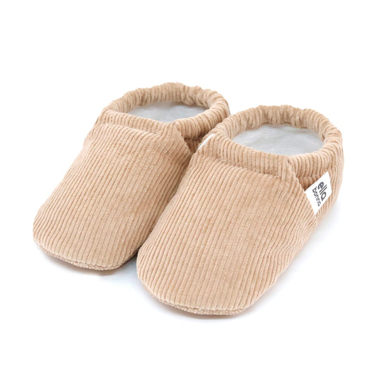 Organic Cotton Corduroy Home Nursery Moccasin Shoes  Beige Ella Bonna Baby