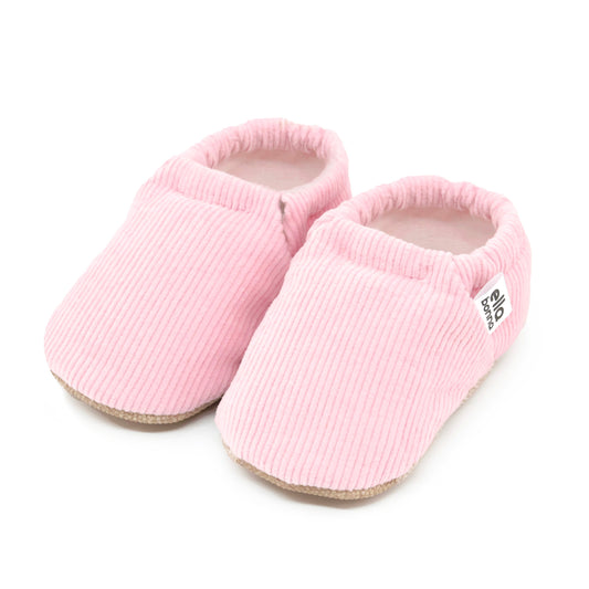 Organic Cotton Corduroy Home Nursery Moccasin Shoes , Pink Ella Bonna Baby