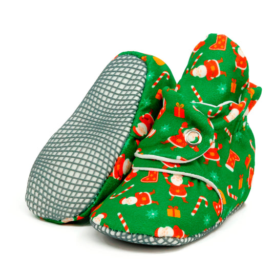 Organic Cotton Baby Booties, Non-Slip Sole, Cotton Newborn Booties Home Nursery Shoes, Santa Claus Ella Bonna Baby