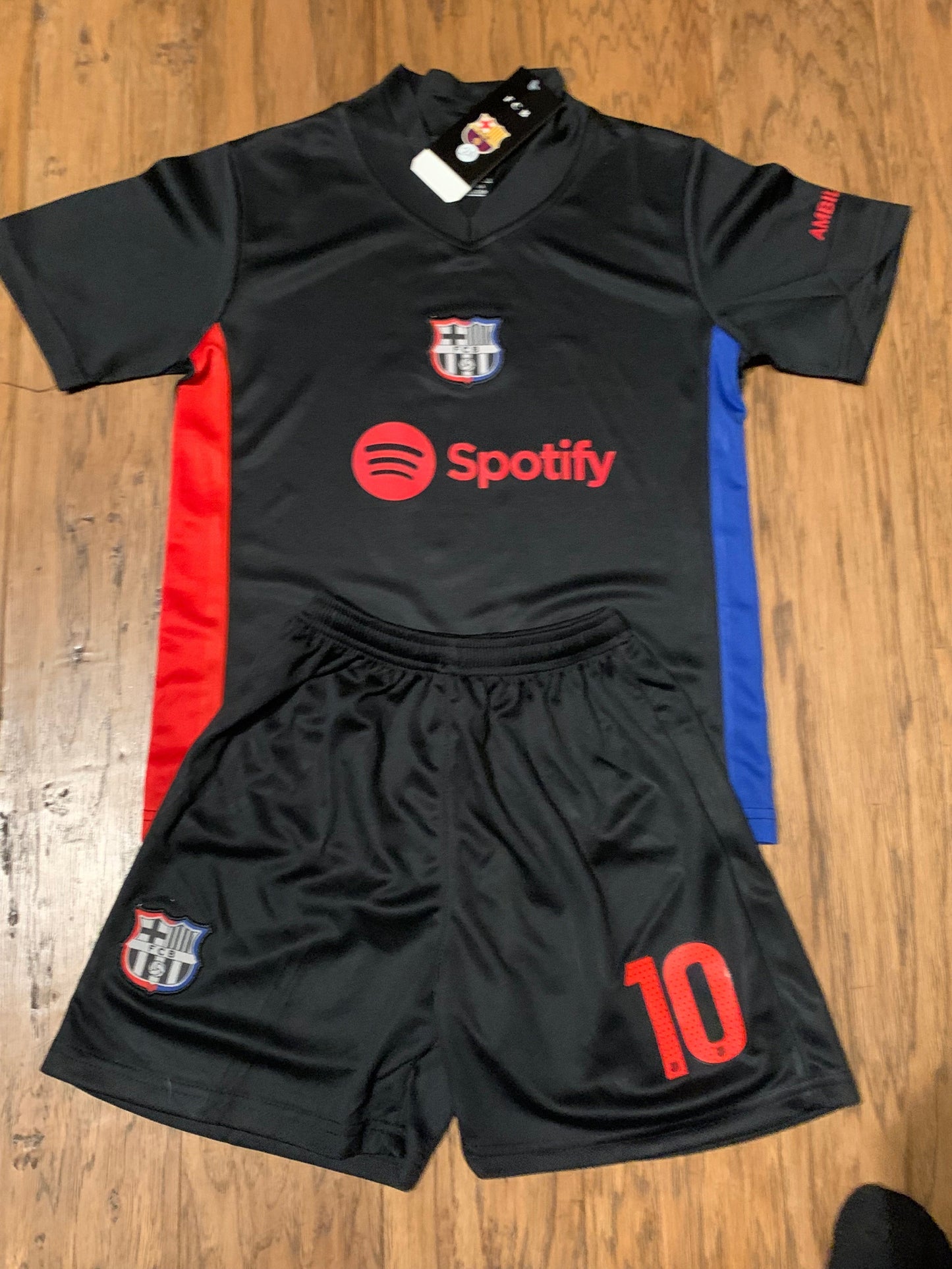 Lionel Messi Away Black Barcelona Soccer Jersey Kids Toddler & Youth Sizes CustomKiddos.com