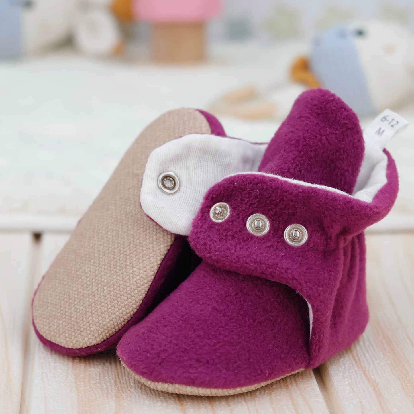 Organic Baby Booties, Newborn Booties Basic, Purple Ella Bonna Baby