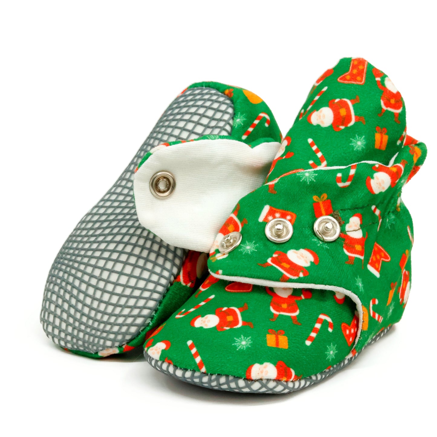 Organic Cotton Baby Booties, Non-Slip Sole, Cotton Newborn Booties Home Nursery Shoes, Santa Claus Ella Bonna Baby
