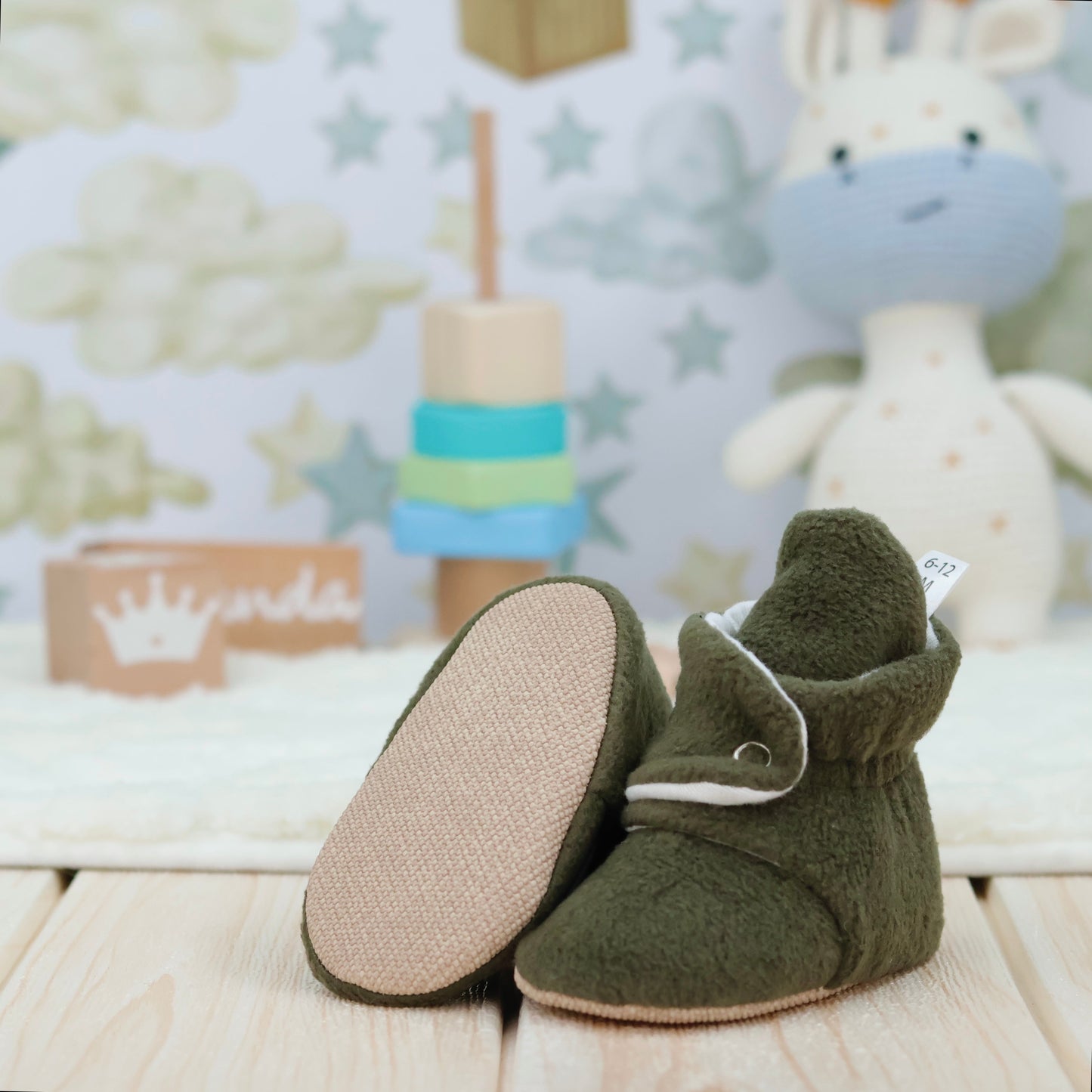 Organic Baby Booties, Newborn Booties Basic, Khaki Ella Bonna Baby
