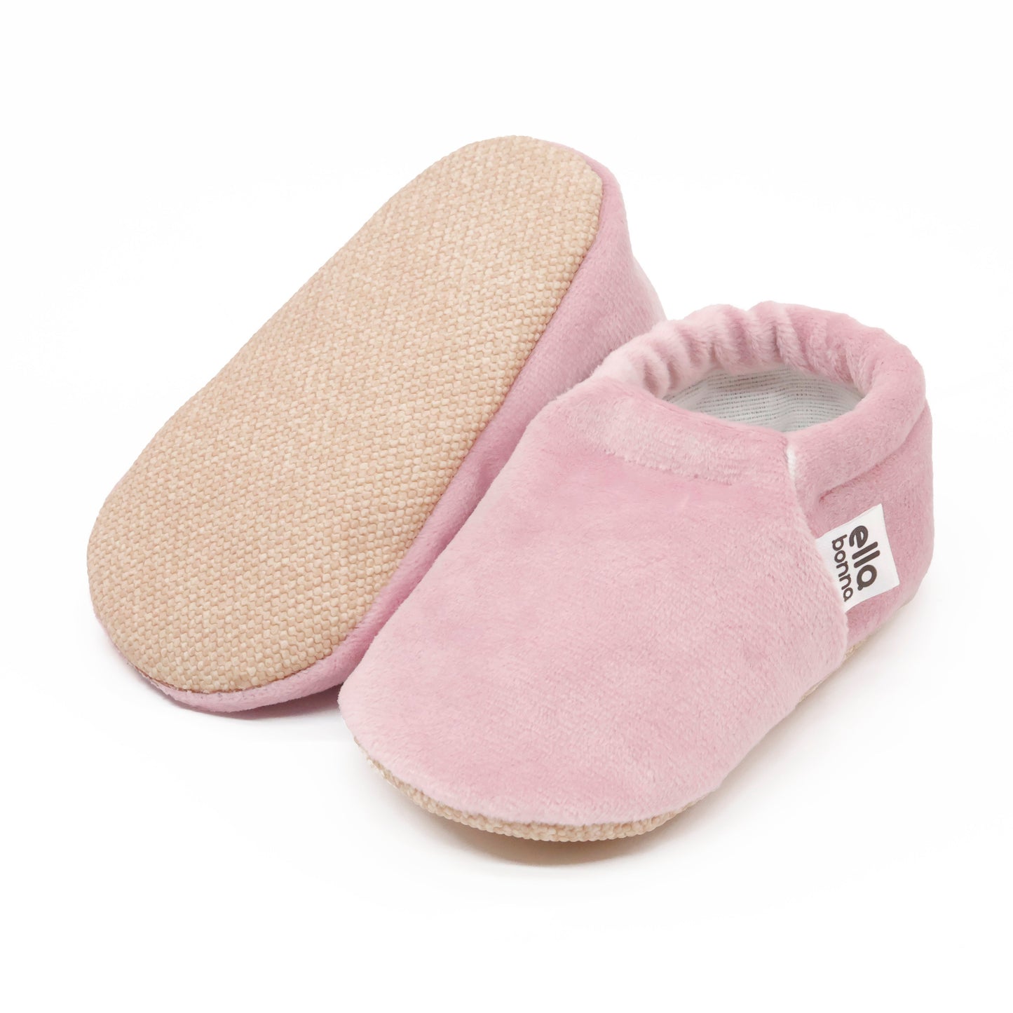 Organic Cotton Velvet Home Nursery Moccasin Shoes, Pink Ella Bonna Baby