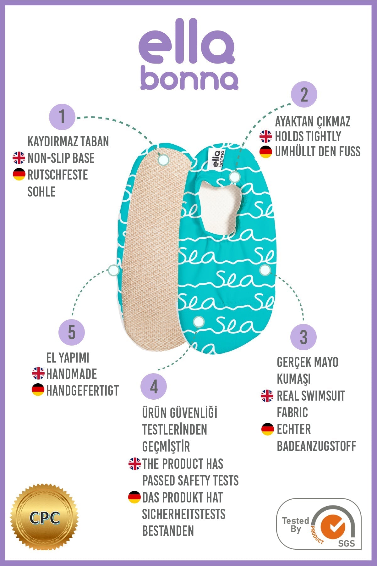 Non-Slip Sole, Unisex Baby, Children's Sea Shoes, Pool Booties, Sea Ella Bonna Baby
