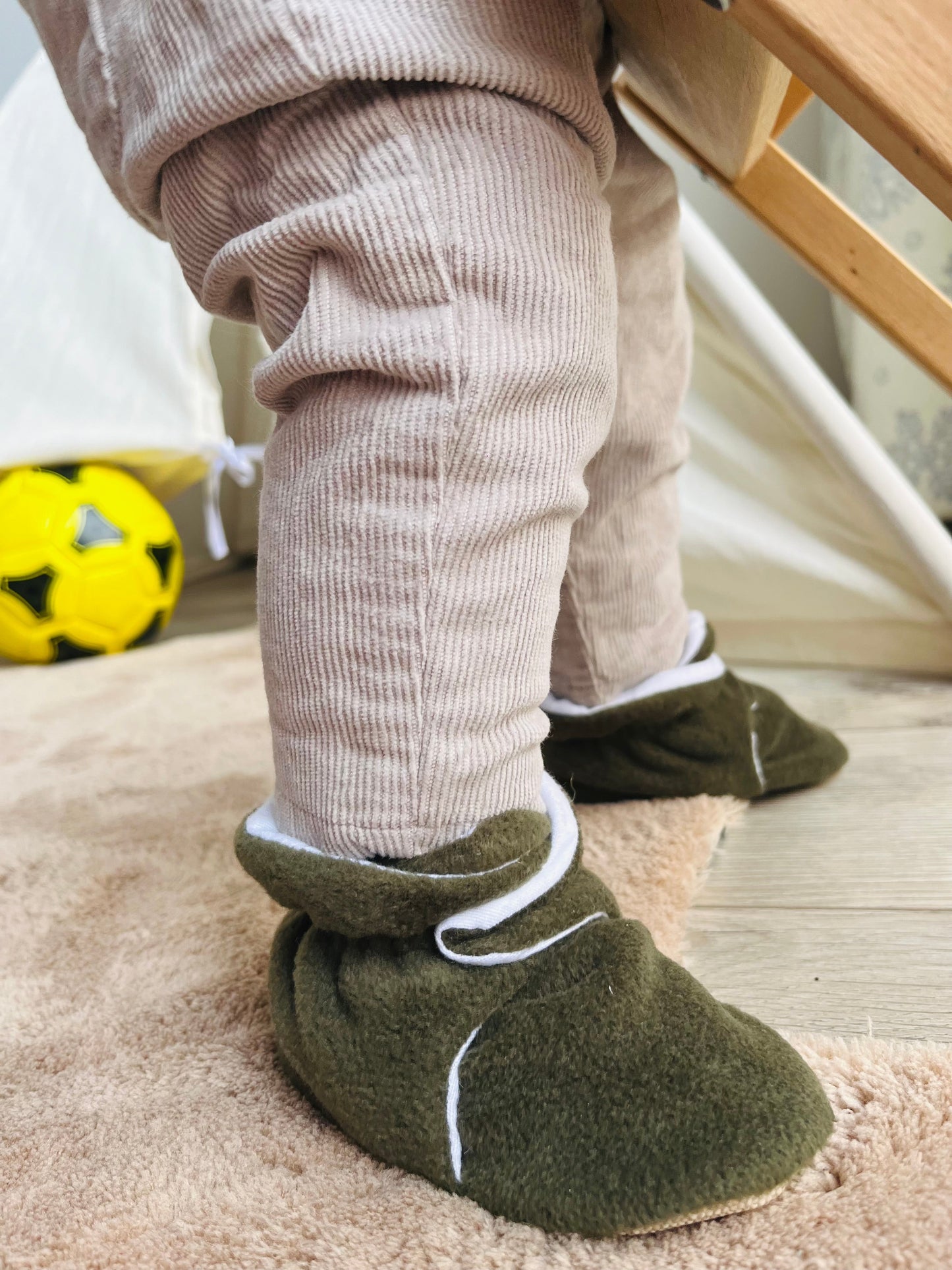 Organic Baby Booties, Newborn Booties Basic, Khaki Ella Bonna Baby