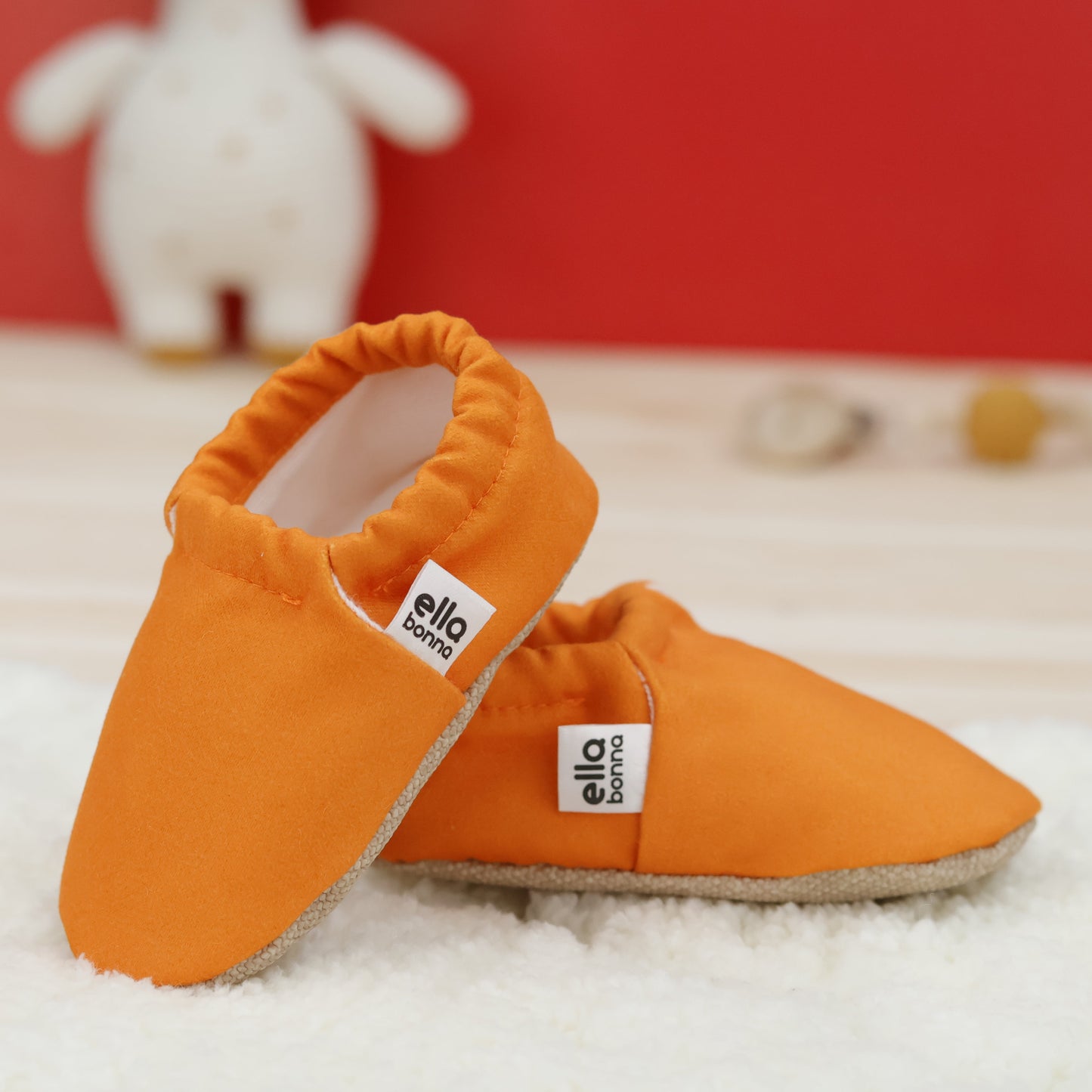 Ella Bonna Baby Moccasins, Slippers, Orange Ella Bonna Baby