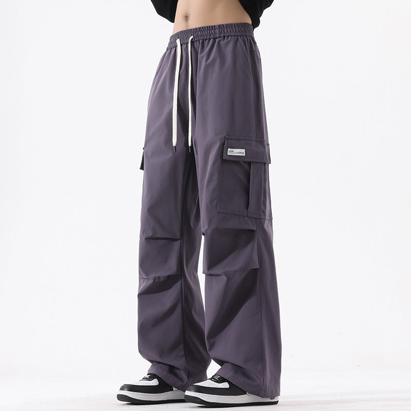 Couple American Retro High Street Fashionable Pleated Straight Cargo Pants Drip Haven
