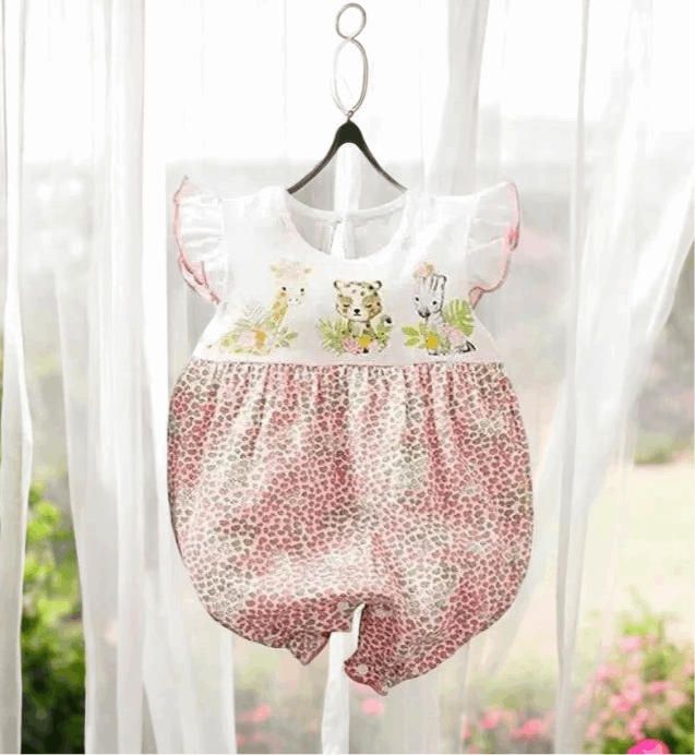 Deer Heart Love Print Baby Girl Romper
