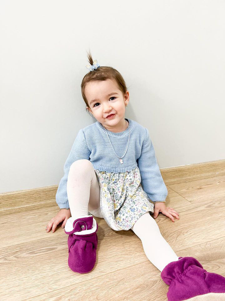 Organic Baby Booties, Newborn Booties Basic, Purple Ella Bonna Baby