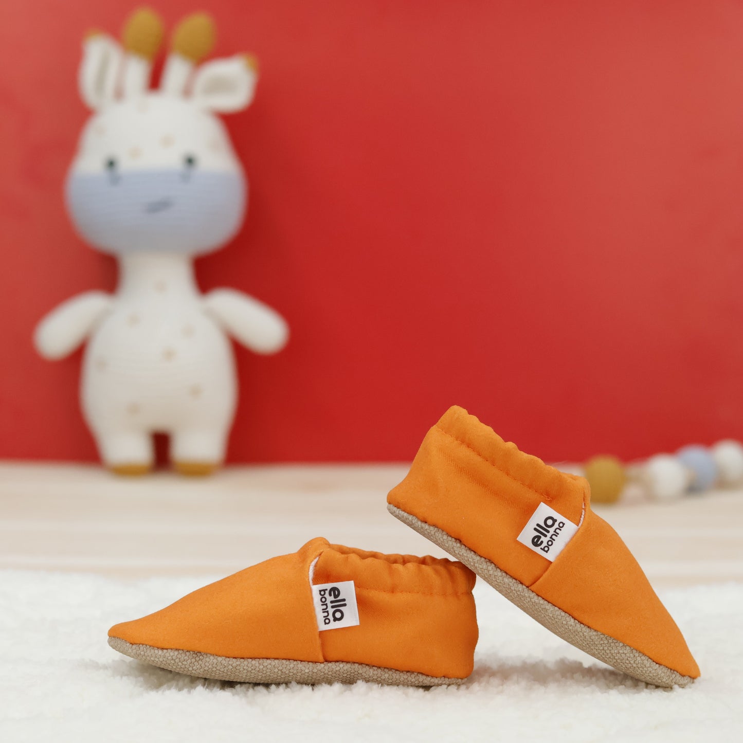 Ella Bonna Baby Moccasins, Slippers, Orange Ella Bonna Baby