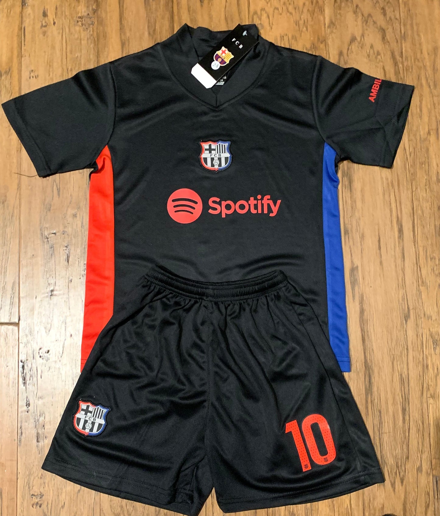 Lionel Messi Away Black Barcelona Soccer Jersey Kids Toddler & Youth Sizes CustomKiddos.com
