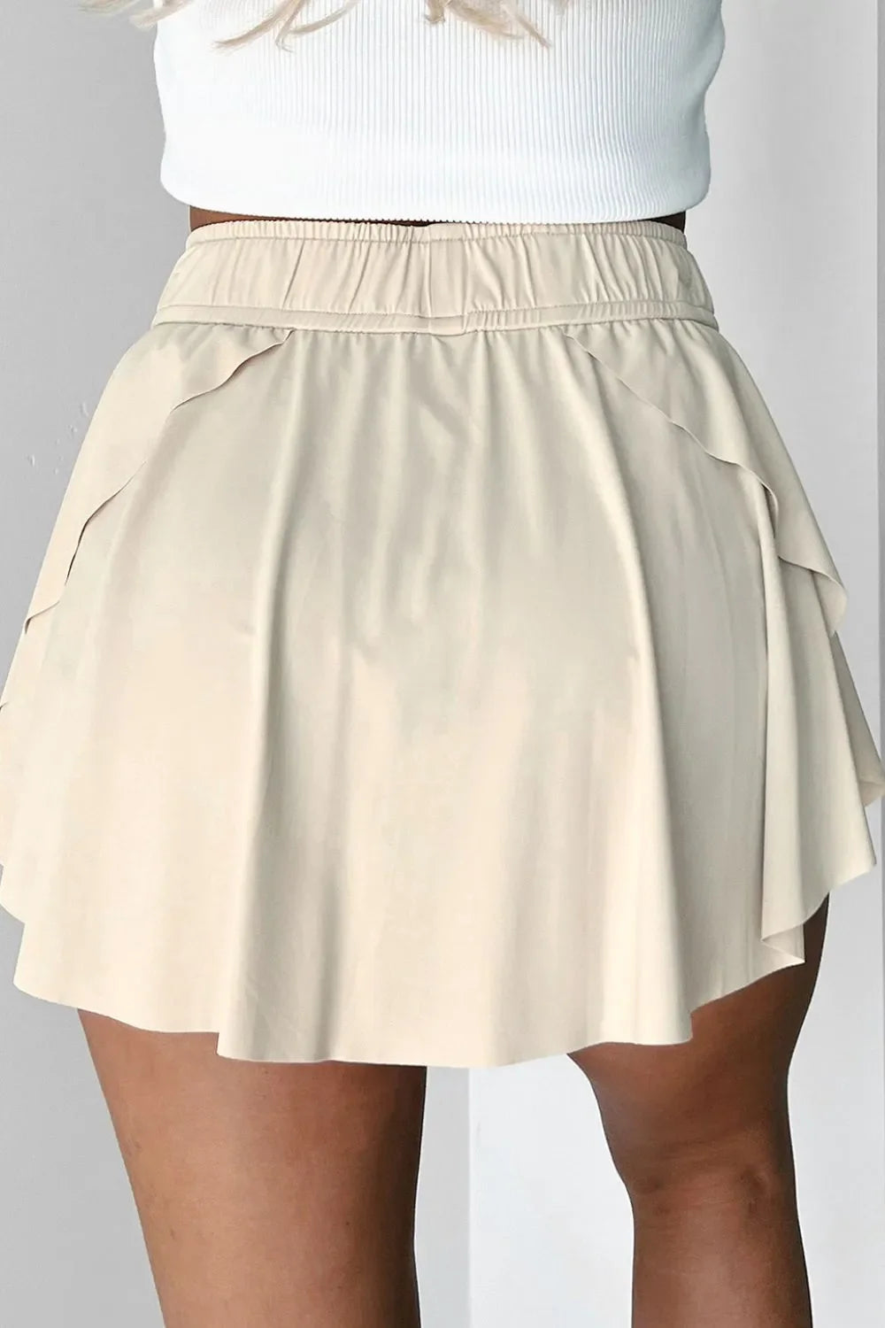 Drawstring High Waist Lined Active Skorts THRIXINE