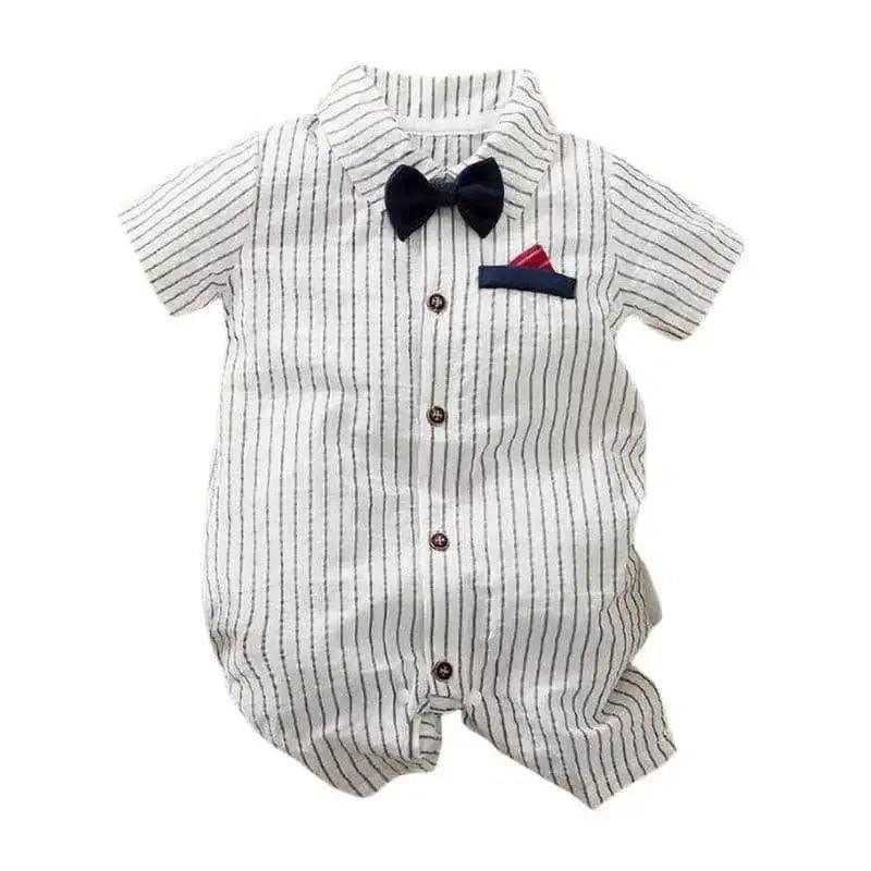 Hushies Baby Boy Striped Jumpsuit With Bow Tie For Special Occasions