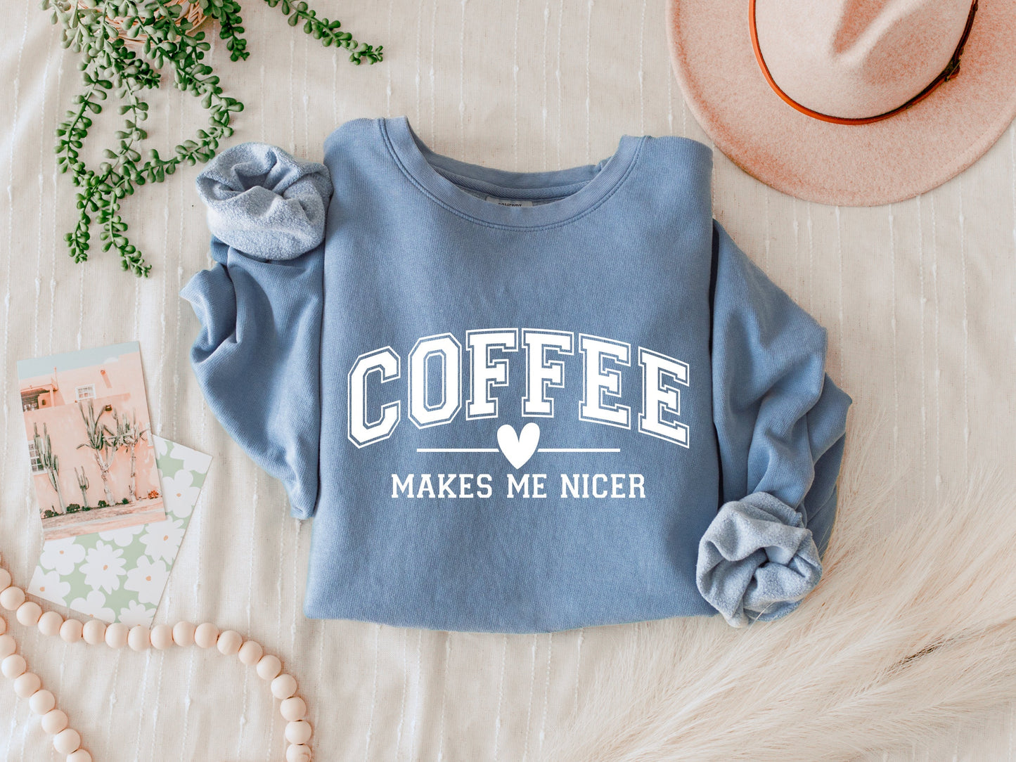 Coffee makes me nicer Garment Dyed Comfort Colors Sweatshirt Verita Culture