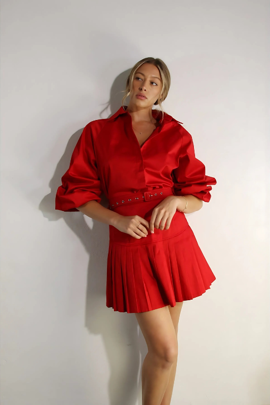 Passion in Paris Bubble Sleeve Skirt Set Luxe and Allure