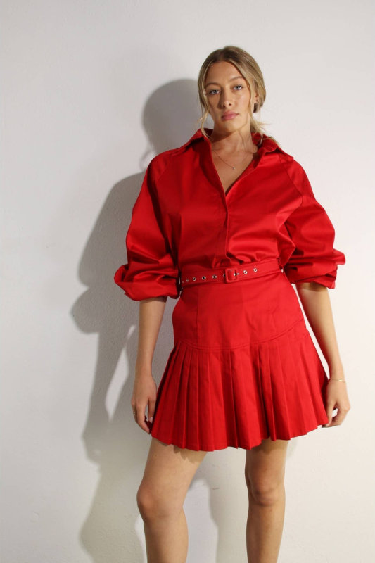 Passion in Paris Bubble Sleeve Skirt Set Luxe and Allure