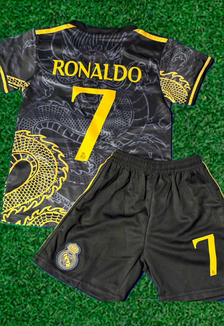 Ronaldo 7 Dragon Edition Real Madrid Exclusive 3rd Soccer Jersey Toddler/Youth Kids Kit CustomKiddos.com