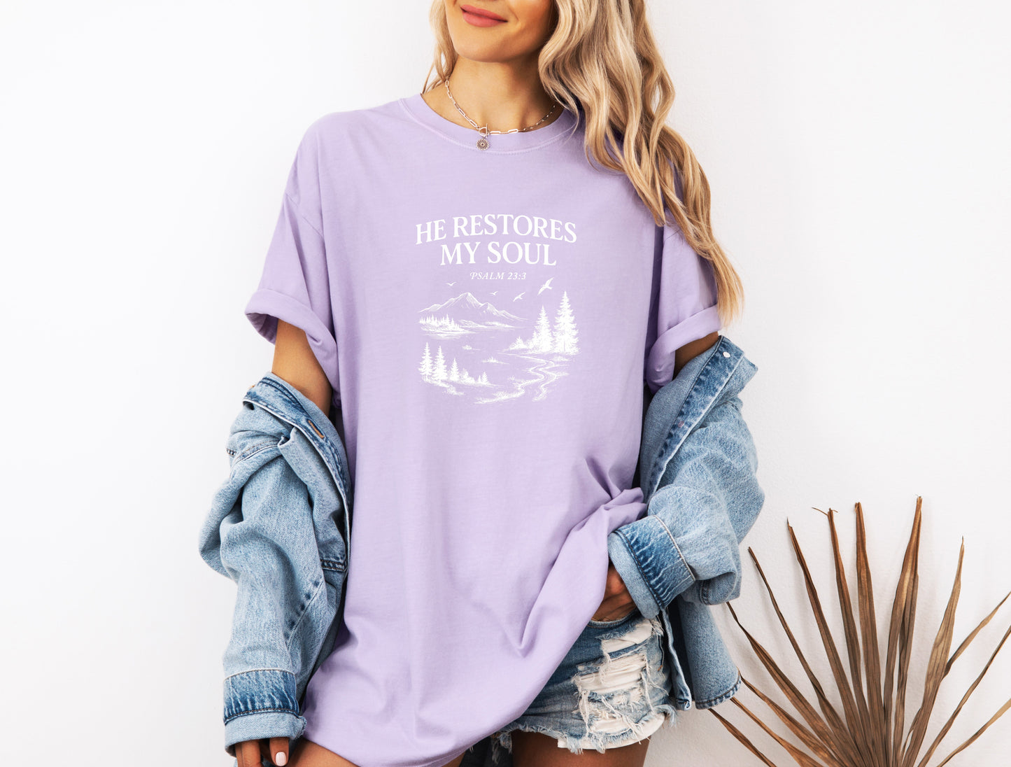 He restores my Soul Psalm Bible Christian Comfort Colors Garment Dyed T Shirt Verita Culture