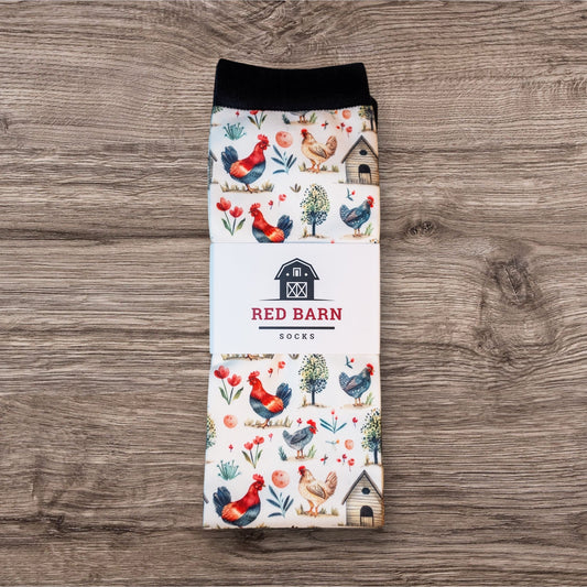 Country Cluckers Red Barn Socks