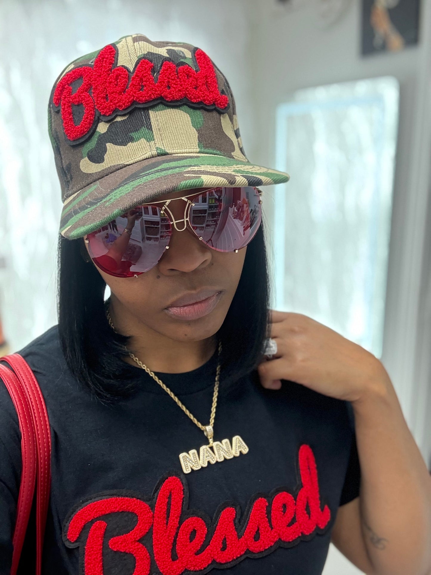 Blessed Camouflage Print Baseball Cap Red Stylish Hat Reanna’s Closet 2