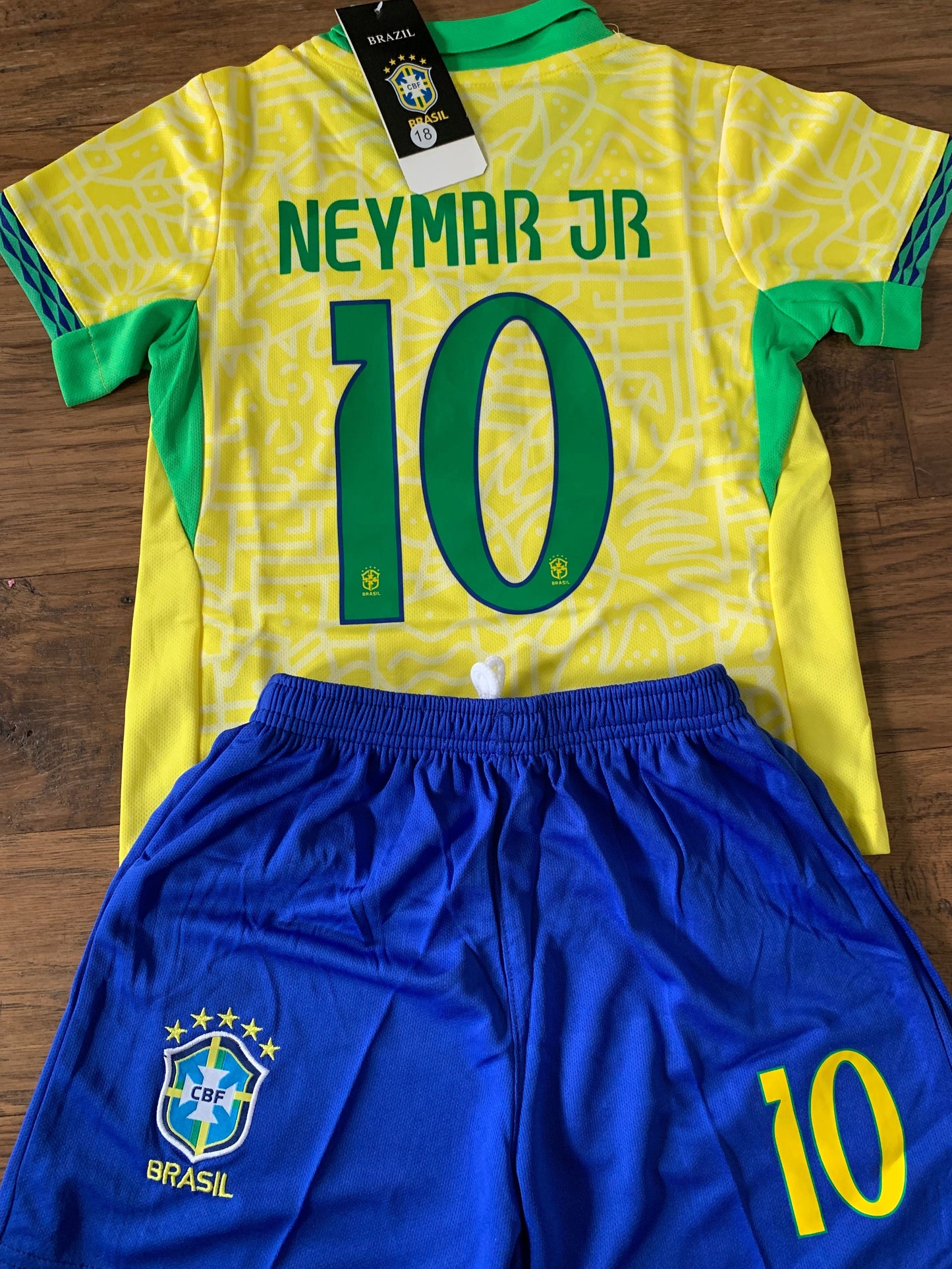 Neymar Jr Brazil Kids Soccer Jersey Set Football Youth Toddler Sizes CustomKiddos.com