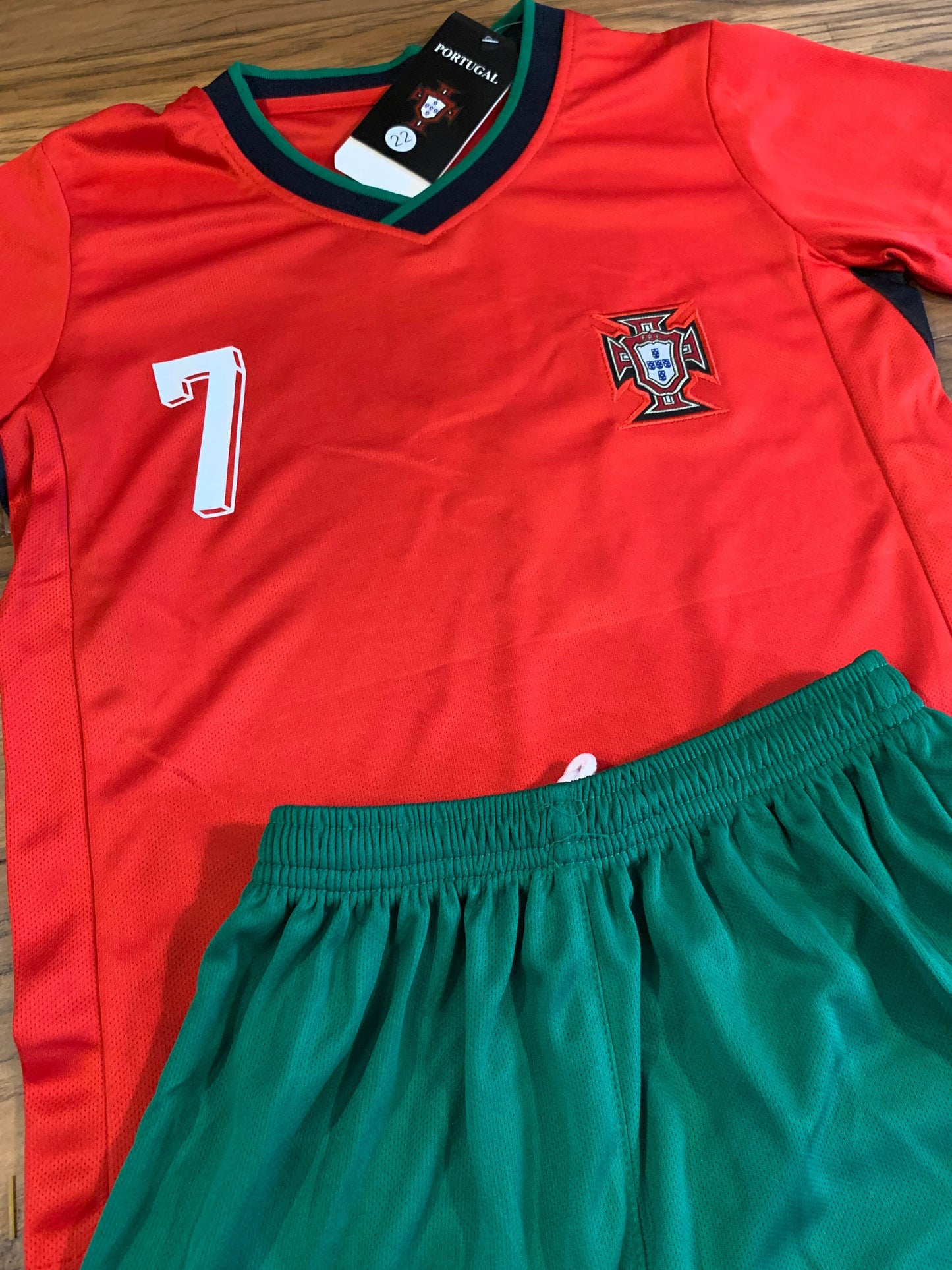 Ronaldo Portugal Home Kids Youth Soccer Jersey Kit 2 Piece Set CustomKiddos.com