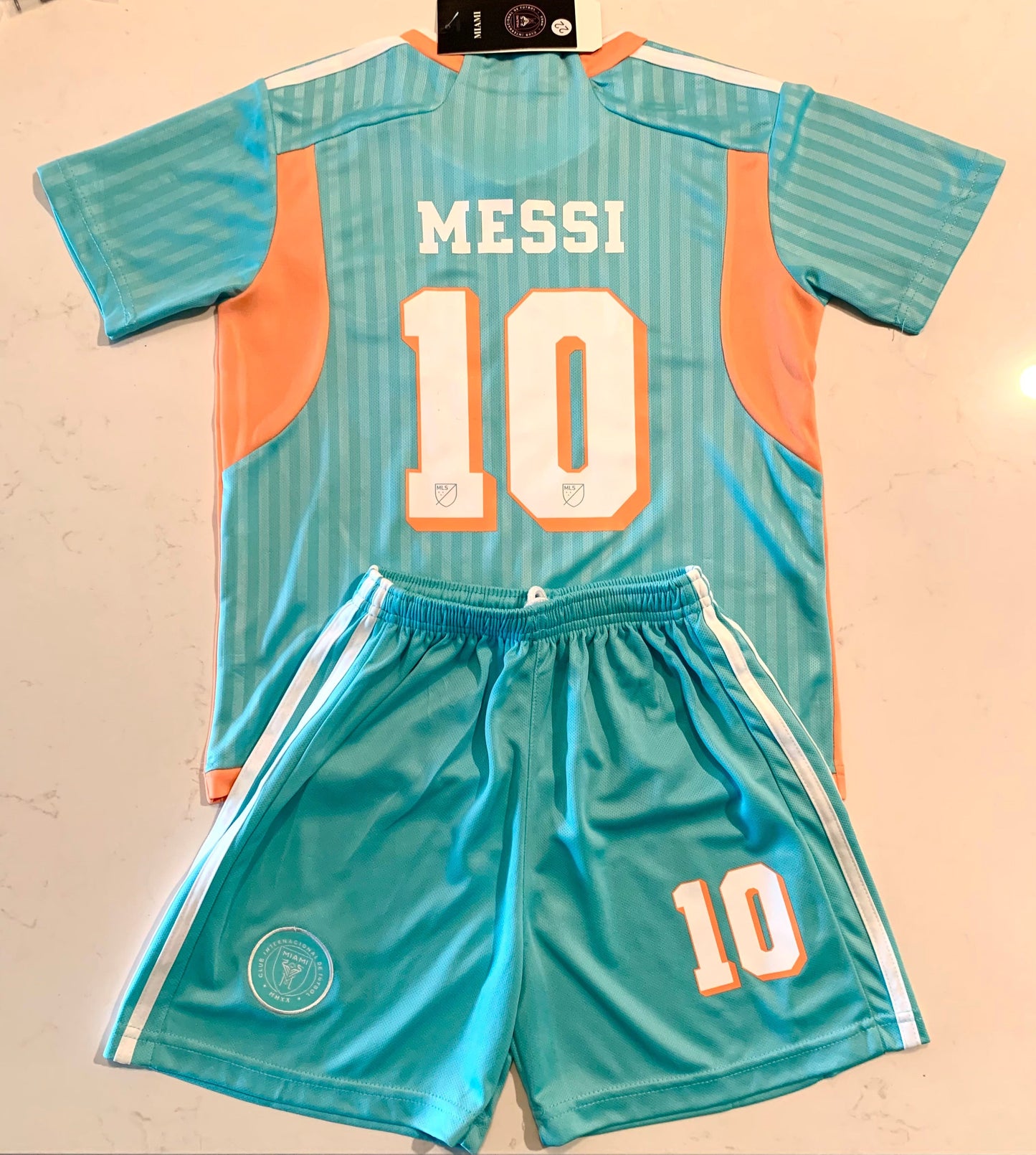 Lionel Messi Inter Miami Kids 3rd 2024/25 Soccer Jersey Kit CustomKiddos.com