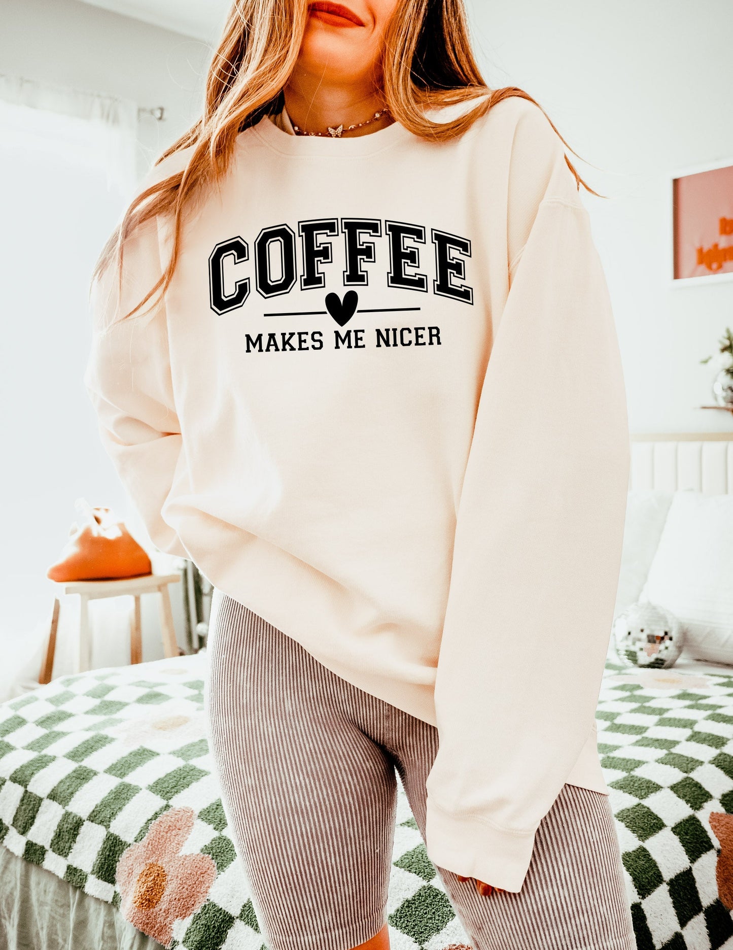 Coffee makes me nicer Garment Dyed Comfort Colors Sweatshirt Verita Culture