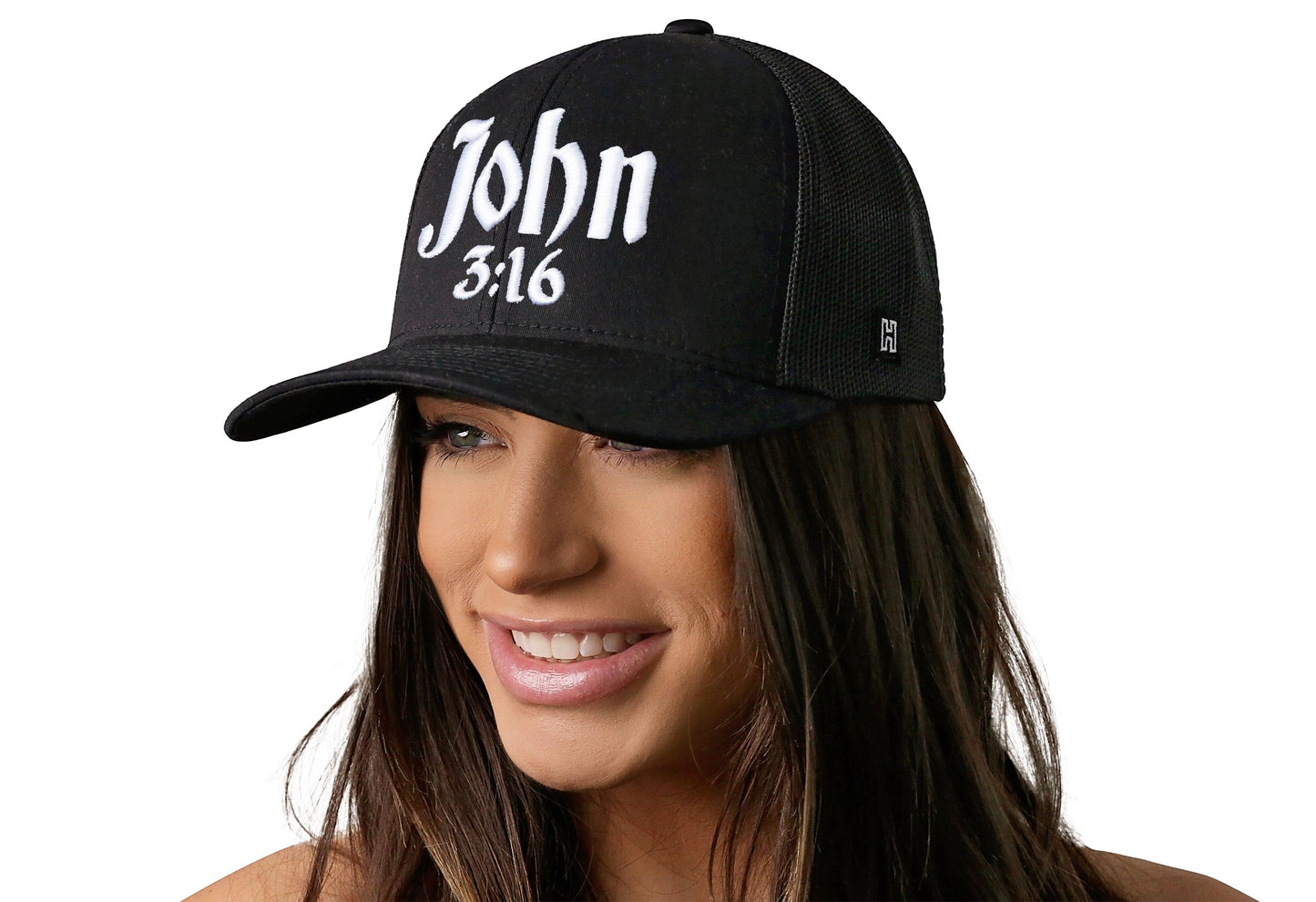 John 3:16 Trucker Hat | Black Christian 3D Puff Snapback