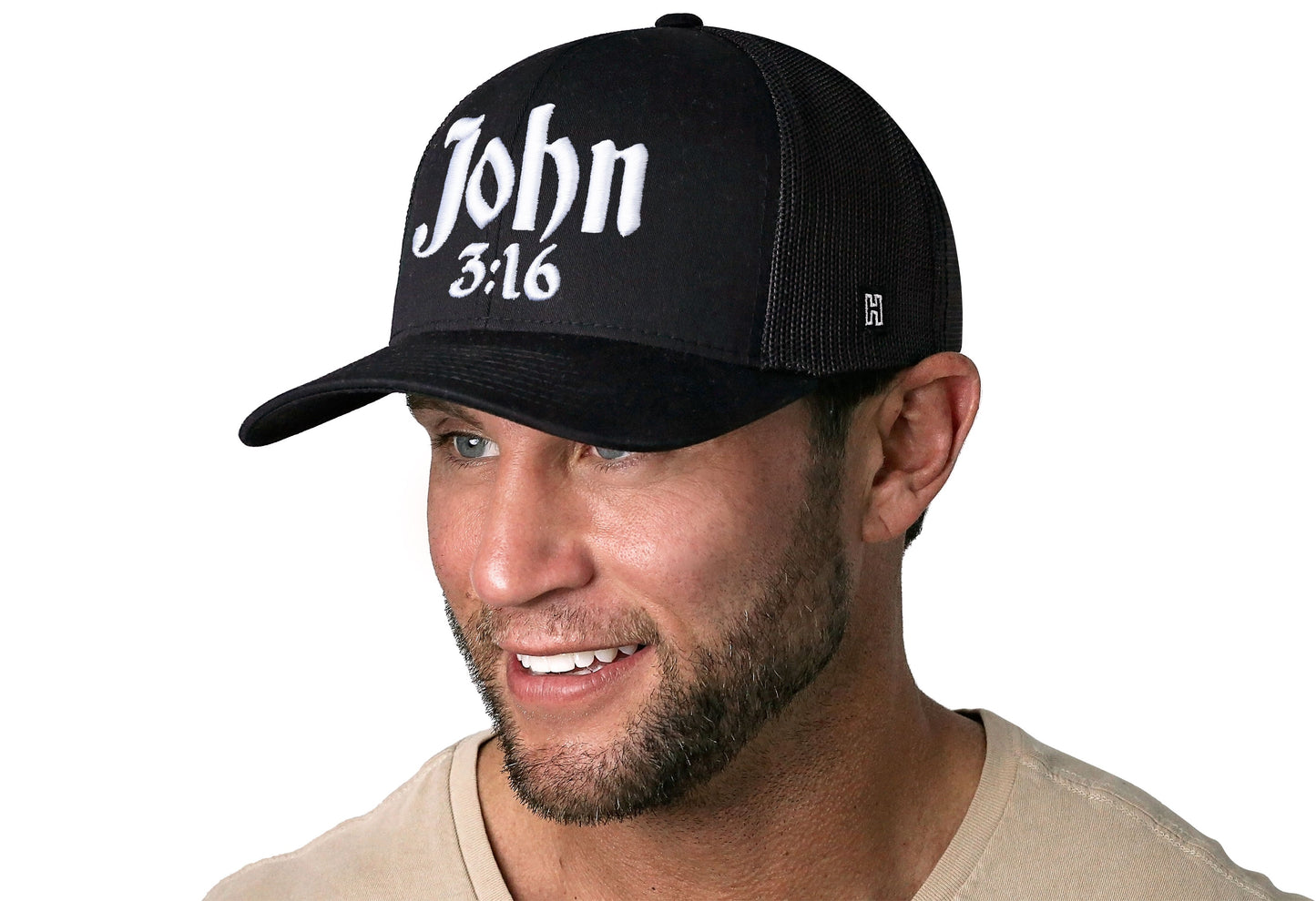 John 3:16 Trucker Hat | Black Christian 3D Puff Snapback