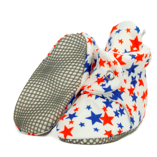 Organic Cotton Baby Booties, Non-Slip Sole, Cotton Newborn Booties Home Nursery Shoes, U.S. Flag Ella Bonna Baby