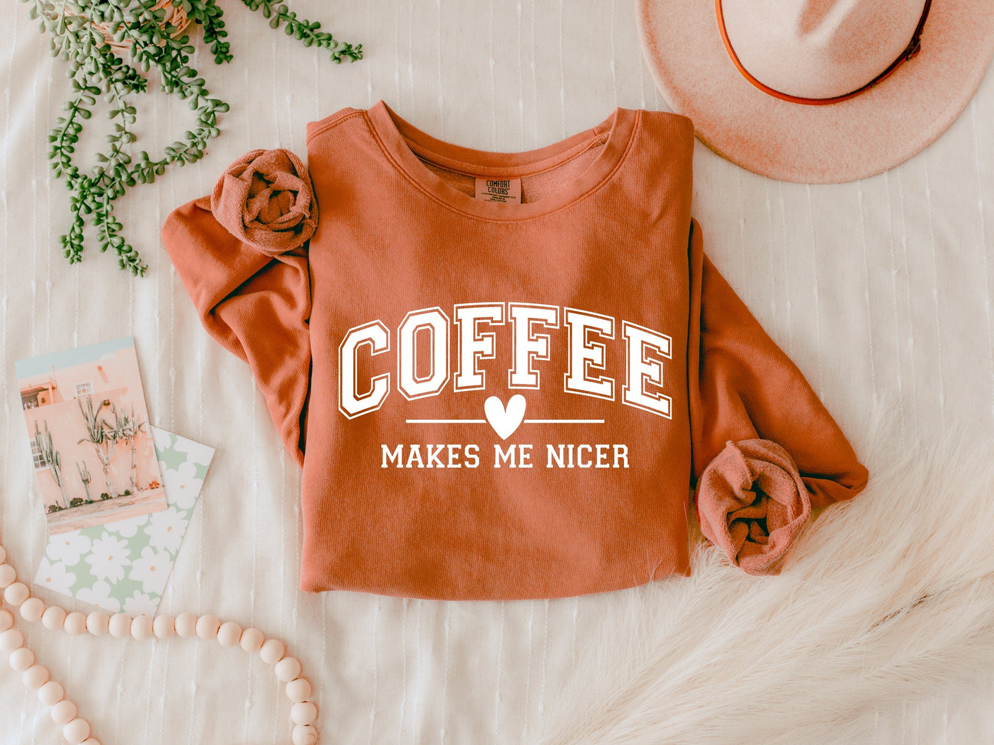 Coffee makes me nicer Garment Dyed Comfort Colors Sweatshirt Verita Culture