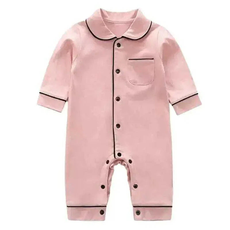 Baby Girl Cotton Pajamas in Pink Long Sleeve Design