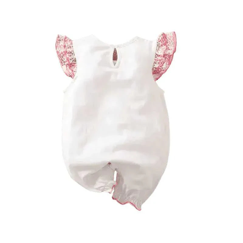 Adorable Deer & Zebra Print Baby Romper - Soft, Breathable with Ruffle Sleeves
