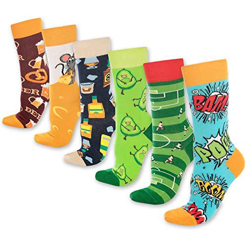 Fun Crew Socks for Men and Women – Colorful Cotton Novelty 6-Pack Bambooven