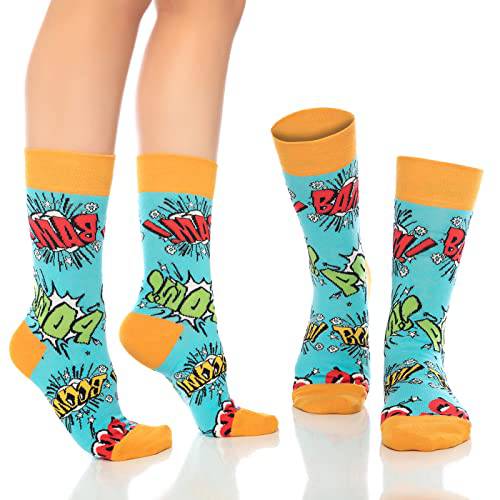 Fun Crew Socks for Men and Women – Colorful Cotton Novelty 6-Pack Bambooven