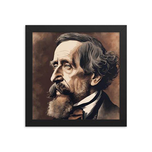 Charles Dickens Portrait on Matte Paper Framed Poster MECHANOID LABS