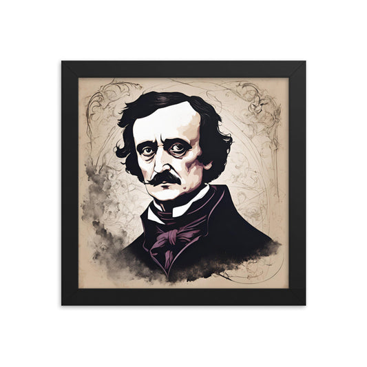 Edgar Allen Poe Portrait on Matte Paper Framed Poster MECHANOID LABS