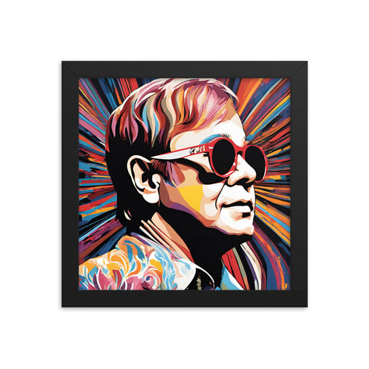 Elton John Portrait on Matte Paper Framed Poster MECHANOID LABS
