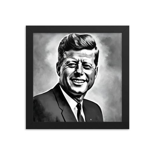 John F. Kennedy Portrait on Matte Paper Framed Poster MECHANOID LABS
