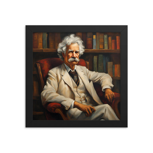Mark Twain Portrait on Matte Paper Framed Poster MECHANOID LABS